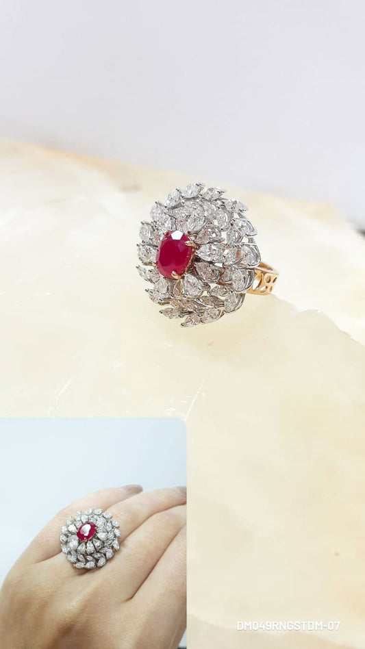 Red Stone Diamond Ring