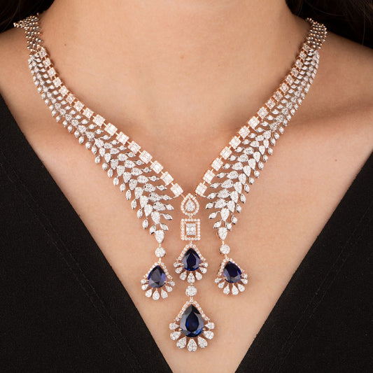 Blue Stone Diamond Necklace